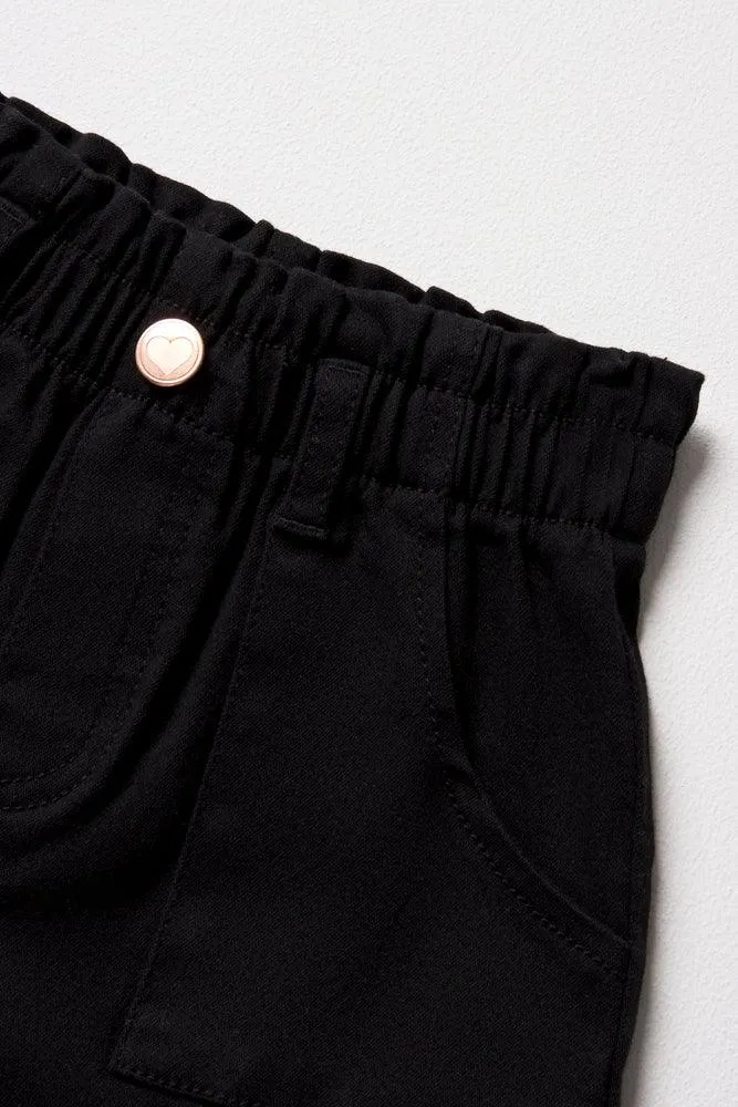 Pull On Denim Shorts Black