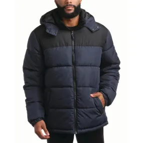 Quilted Blocked Heavy Puffer Navy