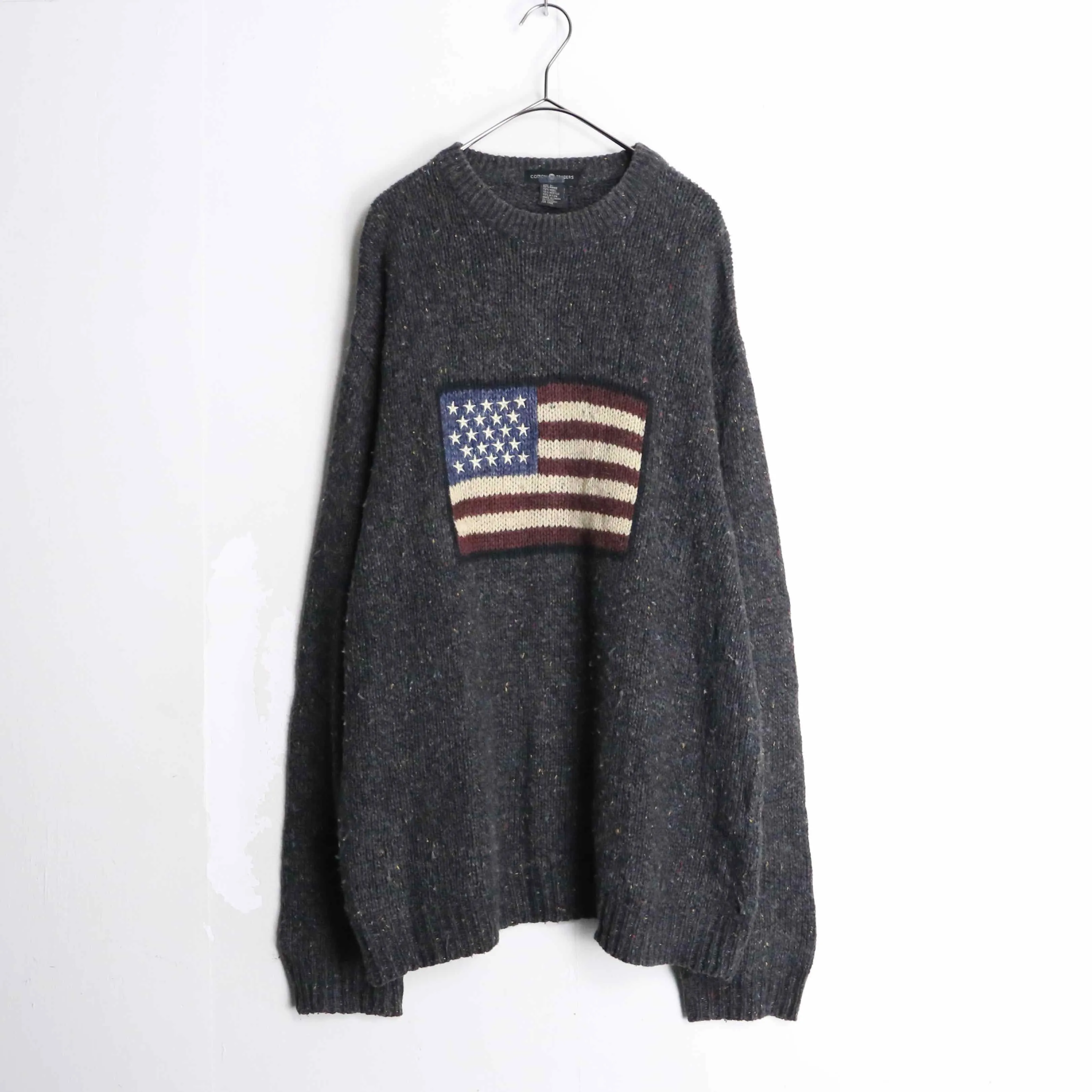 "cotton traders" glay color stars and stripes design knit