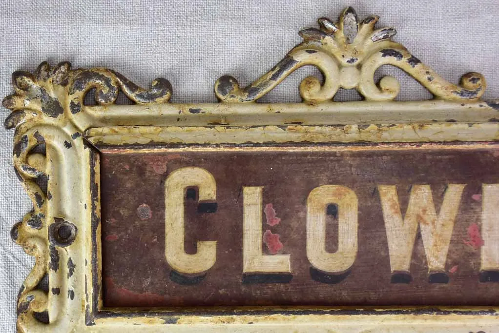 RESERVED JS 'Clown' antique French horse stable nameplate