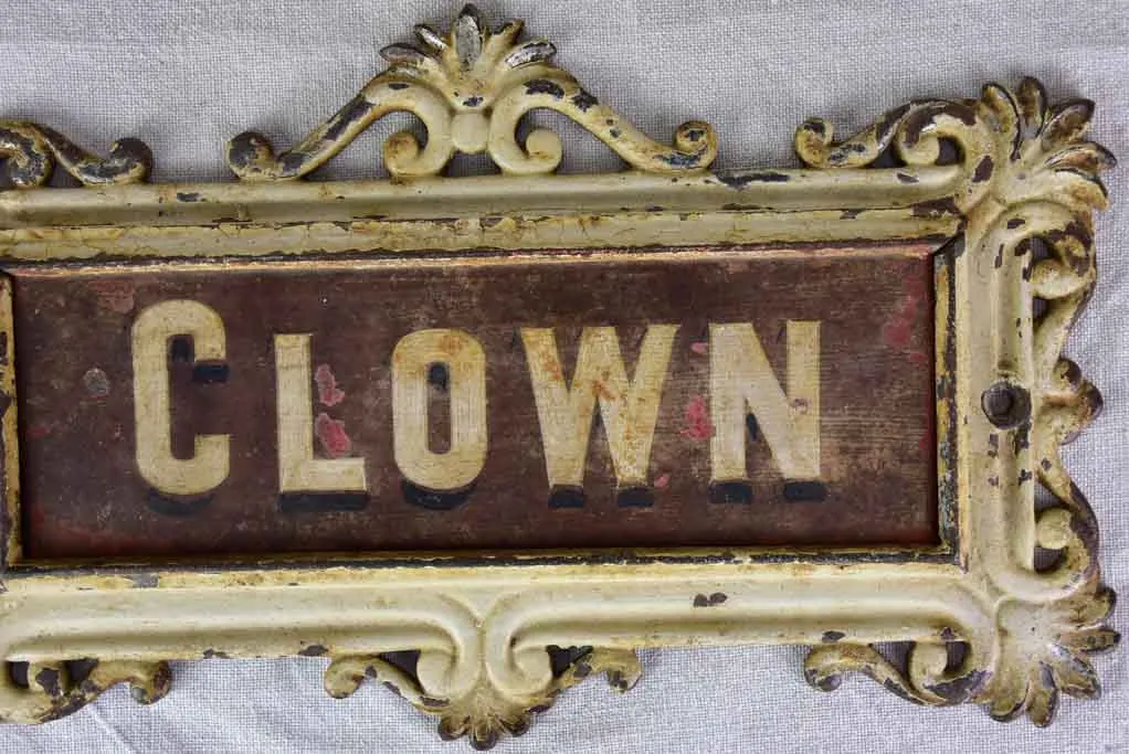 RESERVED JS 'Clown' antique French horse stable nameplate