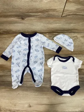 Rock A Bye Baby Boutique 3pc Animal Print Sleeper Set Blue sz 0-3m