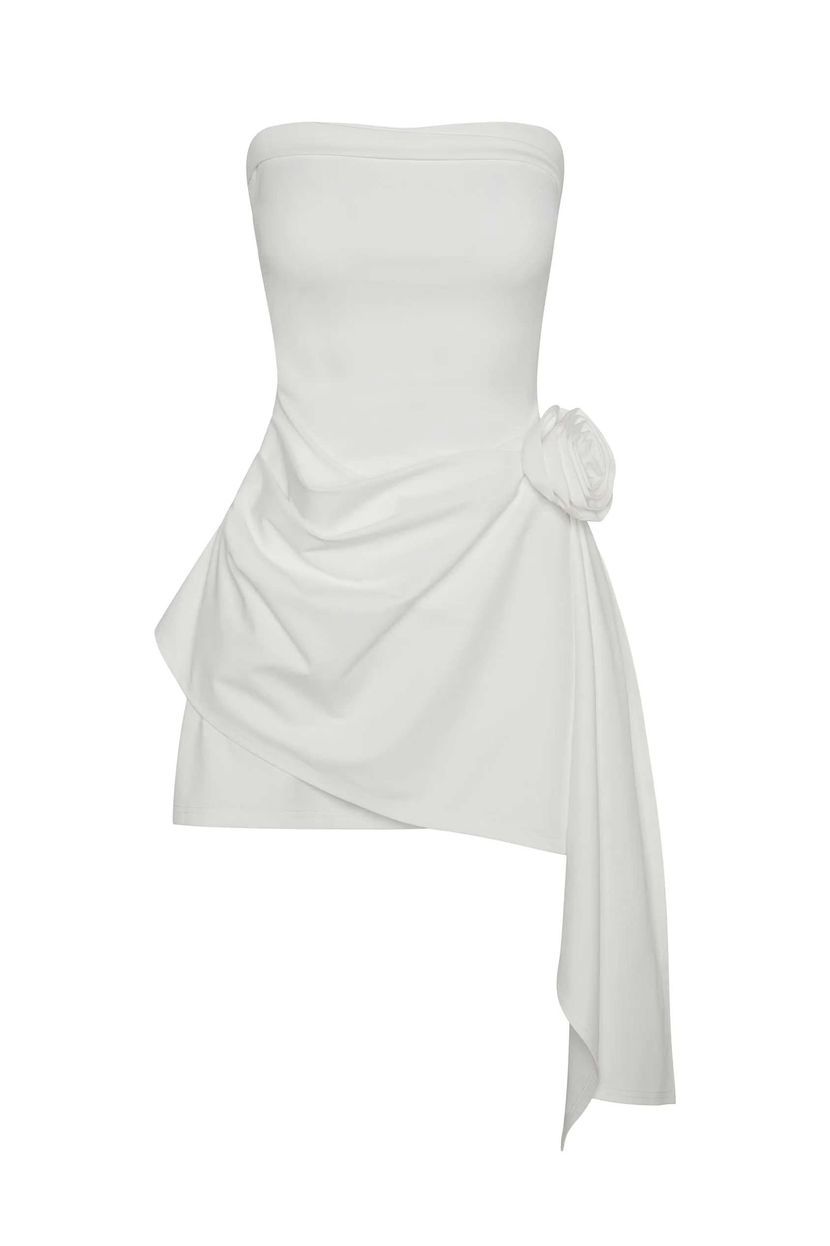 Rosette Strapless Mini Dress - White