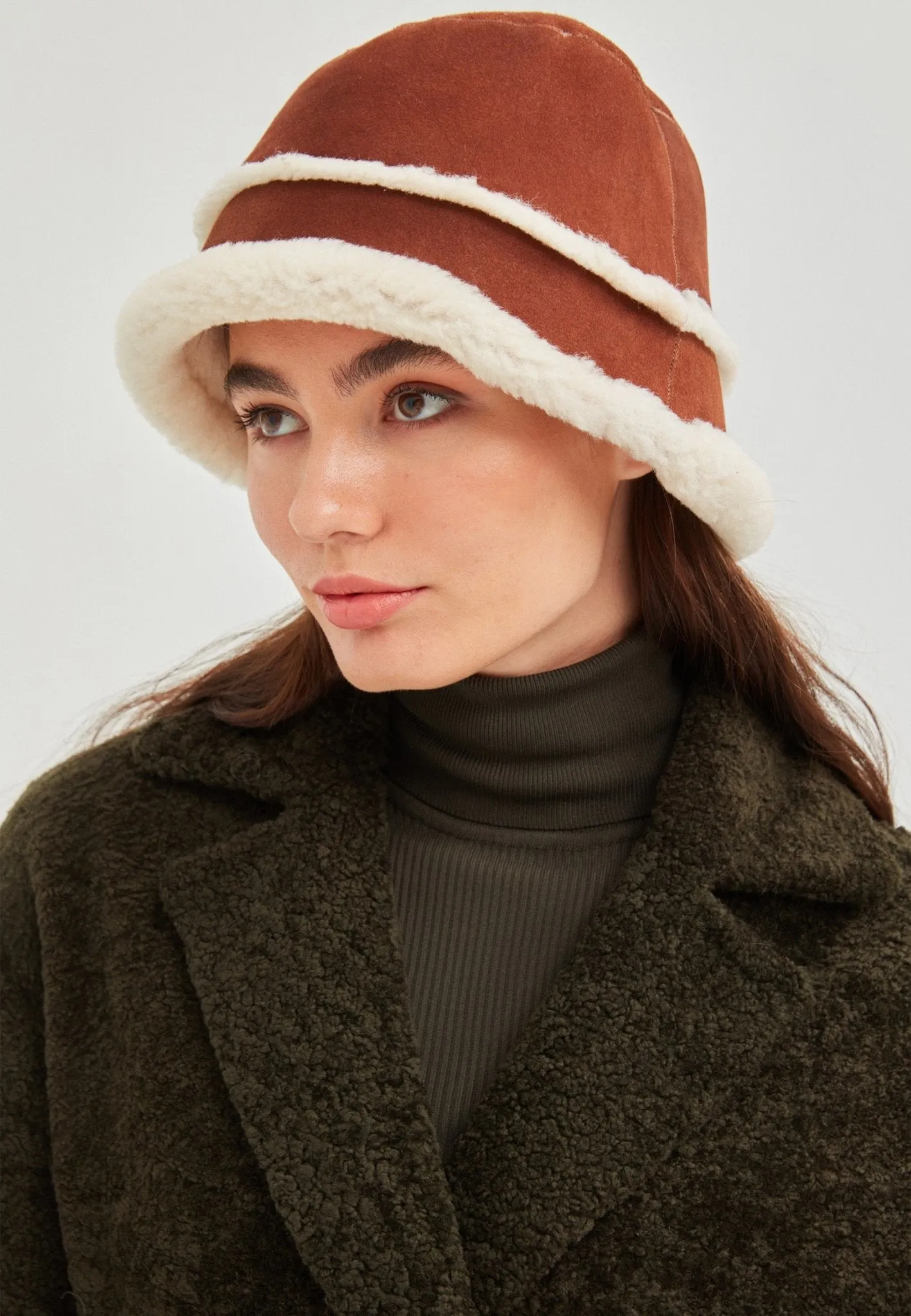 Sandy Women's Shearling Bucket Winter Hat - Whiskey