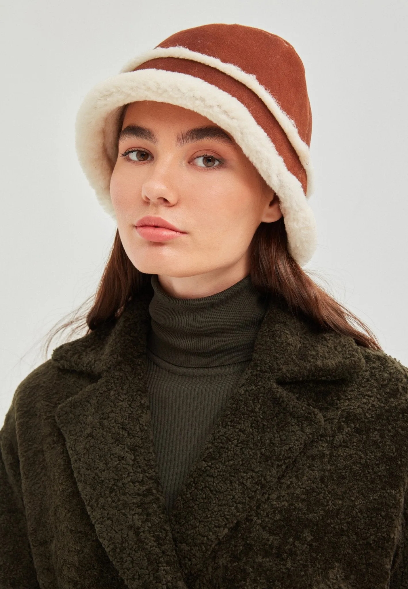 Sandy Women's Shearling Bucket Winter Hat - Whiskey