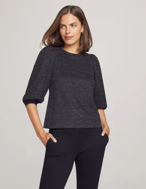 Shimmer Tweed Balloon Sleeve Pullover