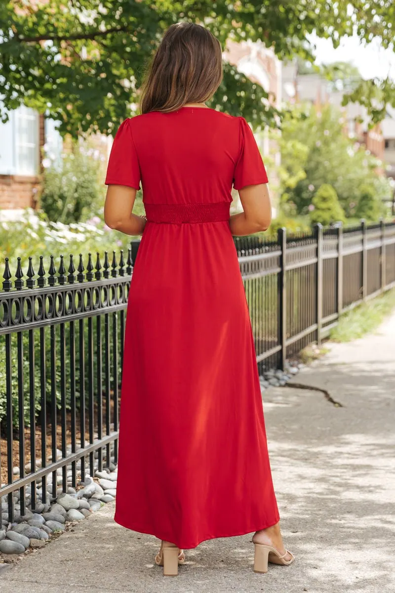 Showstopper Red Slit Maxi Dress - FINAL SALE