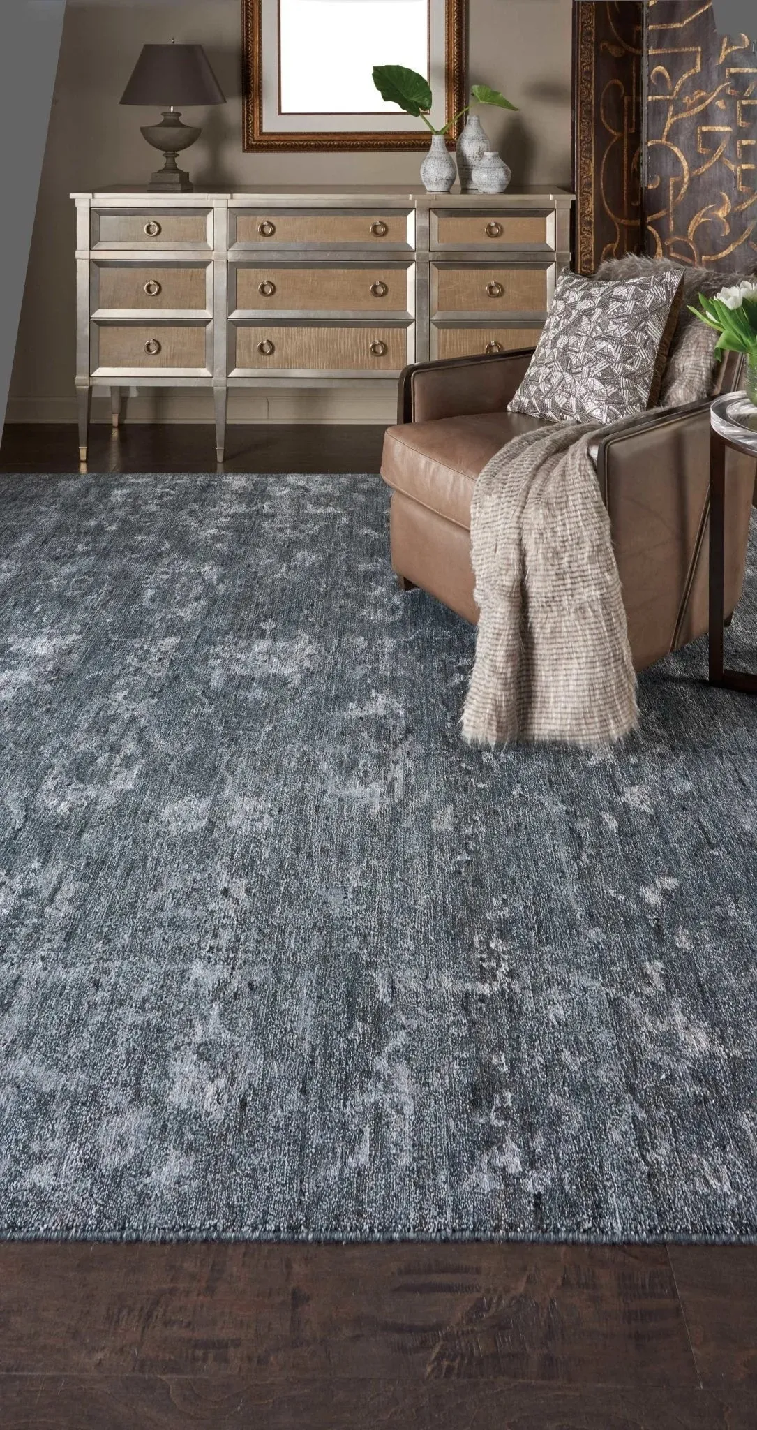 Silk Shadows SHA15 Blue/Stone Rug