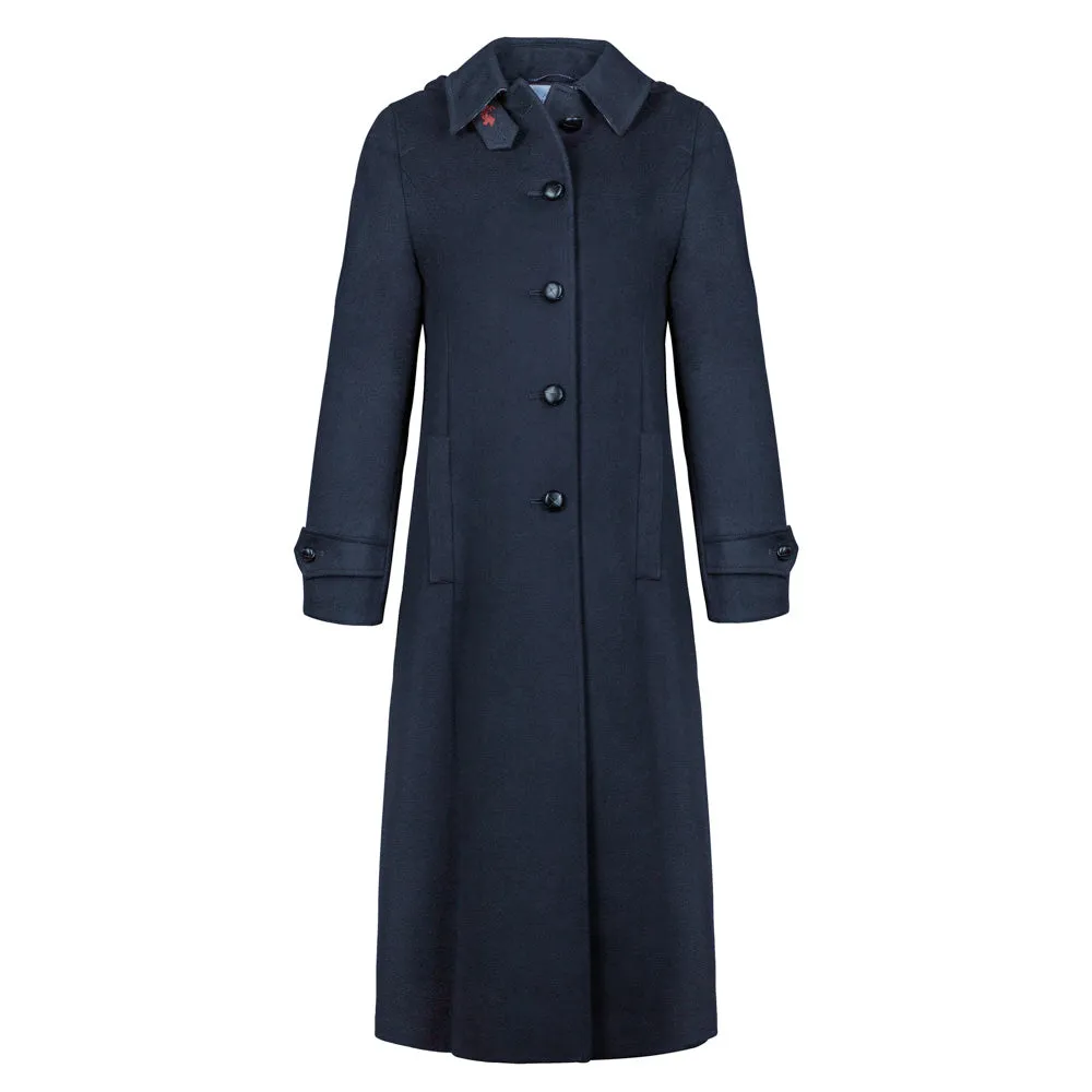 Silvia - Women's Traditional Loden Wool Coat in Navy Blue