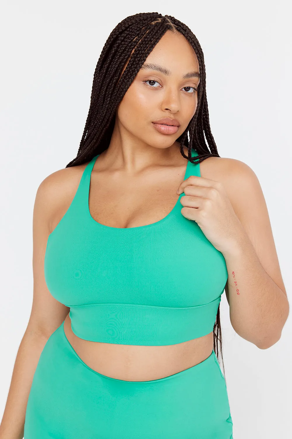 SKINLUXE LONGLINE TANK SPORTS BRA - ALOE GREEN