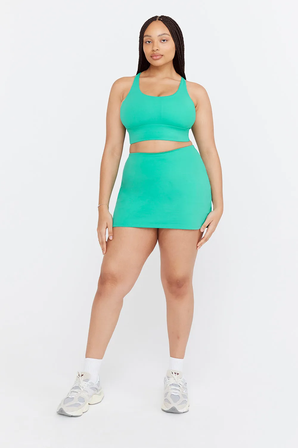 SKINLUXE LONGLINE TANK SPORTS BRA - ALOE GREEN