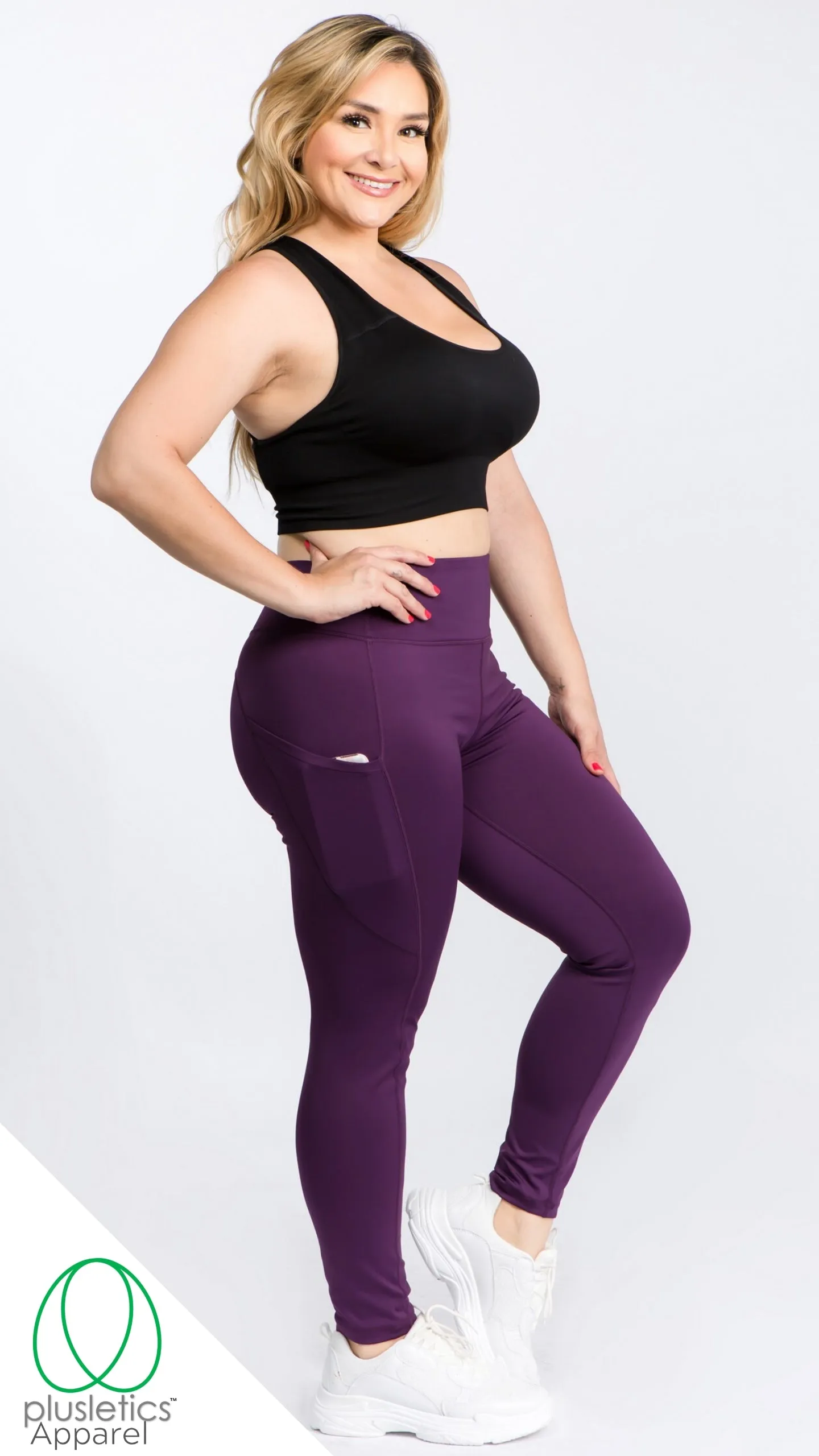 Slim Fit Mobile Pocket Tights - Purple