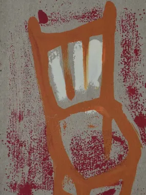 Small painting of an orange chair - Caroline Beauzon 9" x 7"