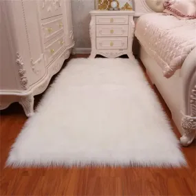 Solid Color Silk Wool Bedside Blanket For Girls Ins Bedroom Plush Carpet Silicone Non Slip Bottom Living Room Carpet Cute Rug