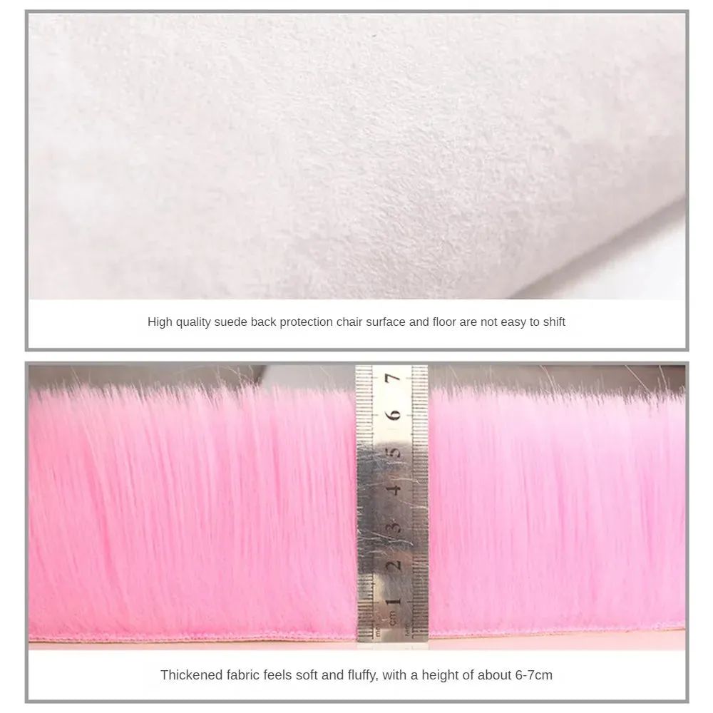 Solid Color Silk Wool Bedside Blanket For Girls Ins Bedroom Plush Carpet Silicone Non Slip Bottom Living Room Carpet Cute Rug