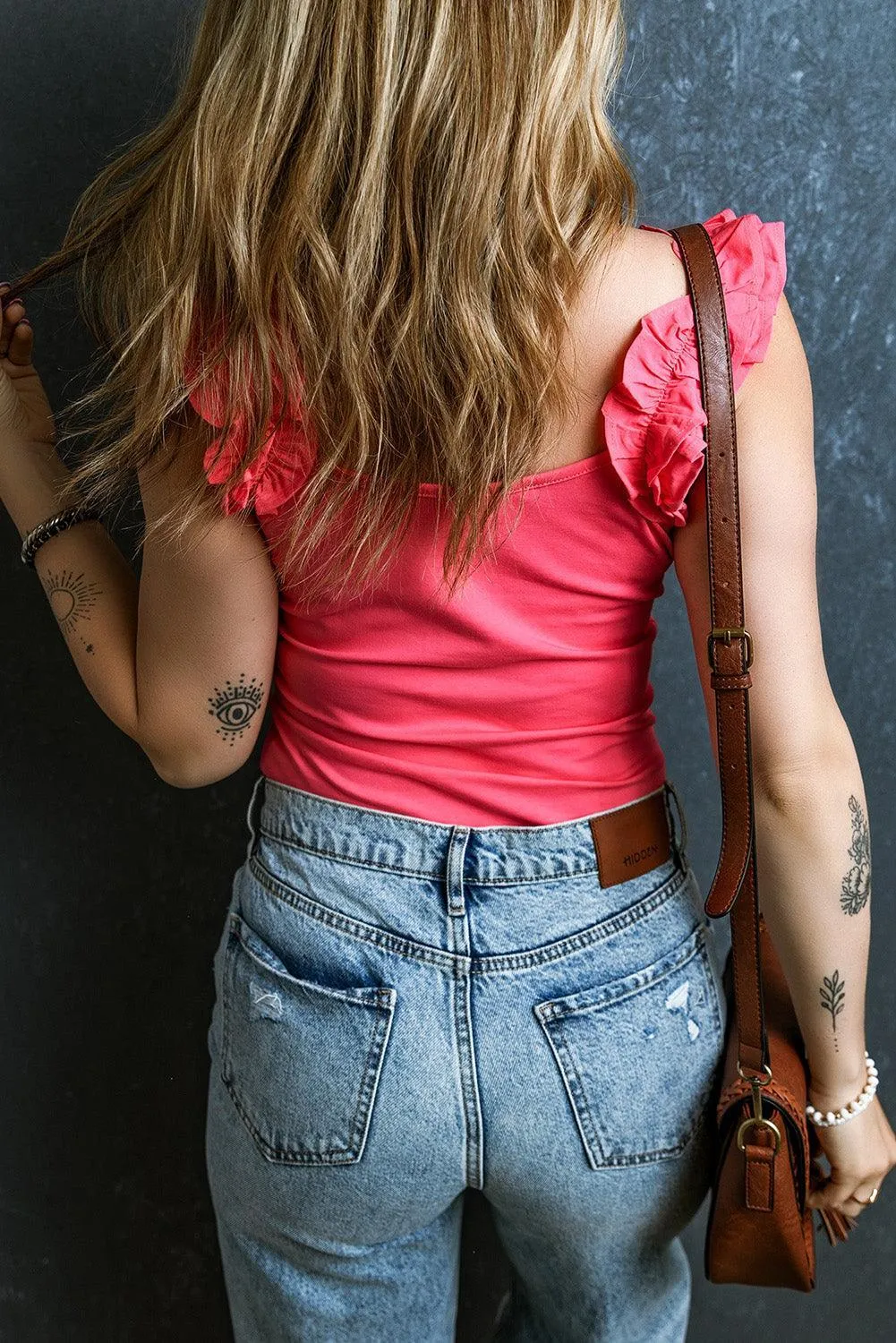 Strawberry Ruffled Slim Tank Top