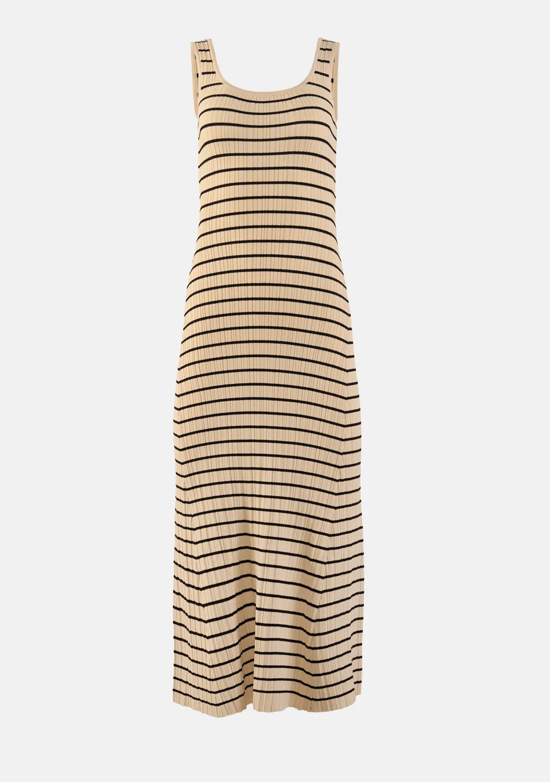 Striped Pattern Sleeveless Knitted Maxi Dress