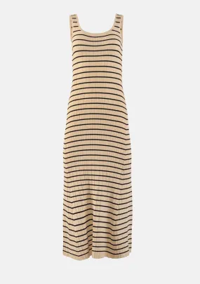 Striped Pattern Sleeveless Knitted Maxi Dress