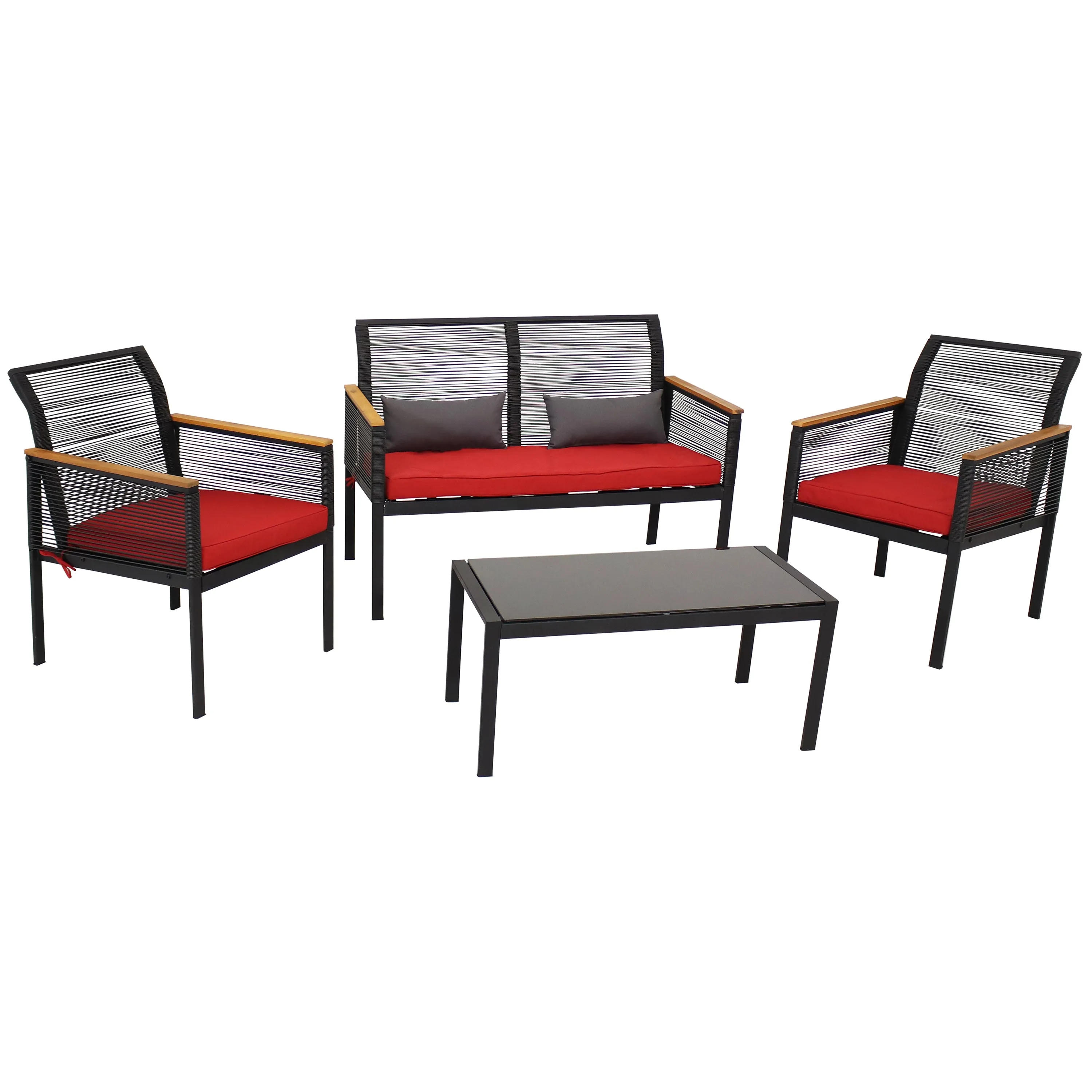 Sunnydaze Coachford 4-Piece Resin Rattan Outdoor Patio Furniture Set