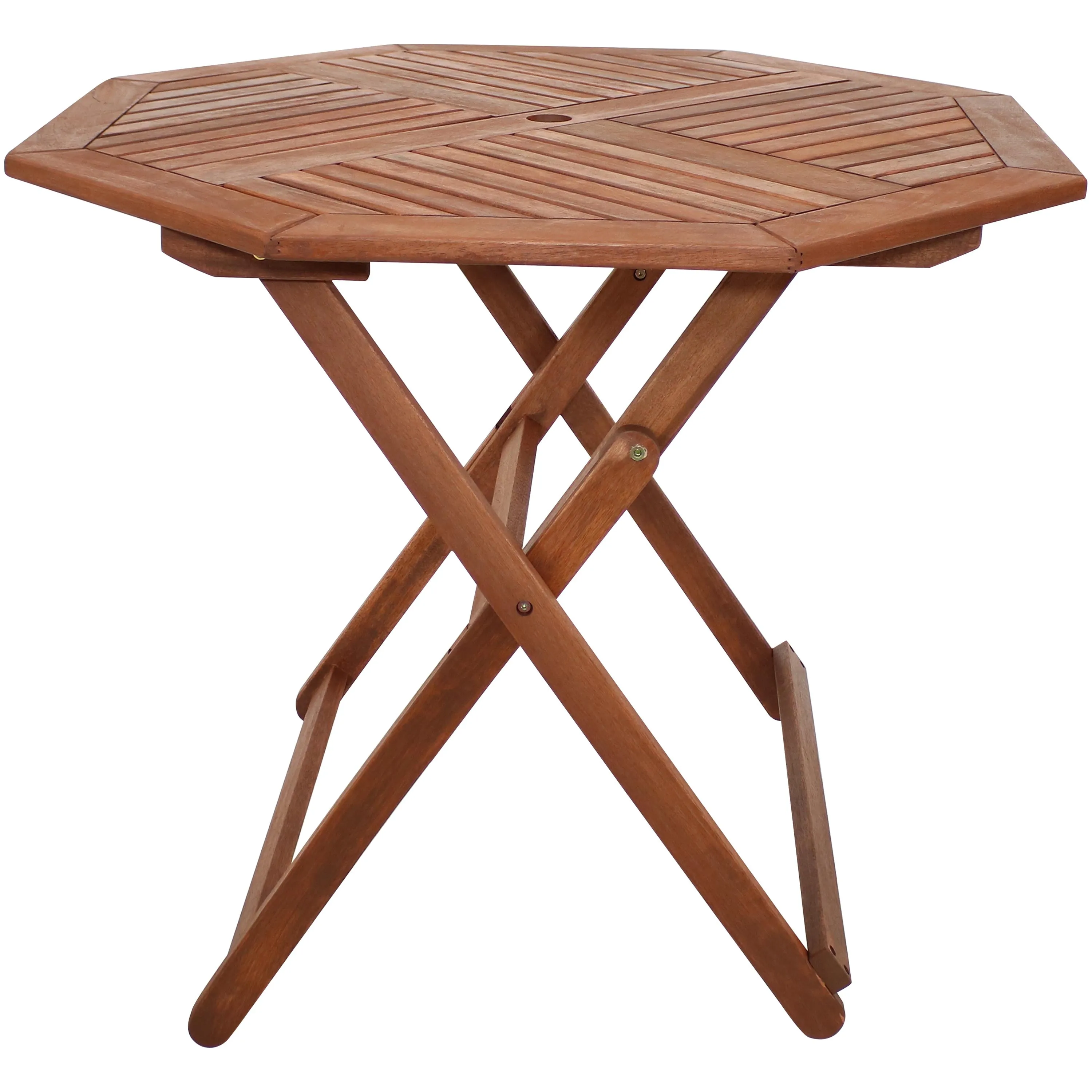 Sunnydaze Meranti Wood Folding Octagon 35.5" Outdoor Table