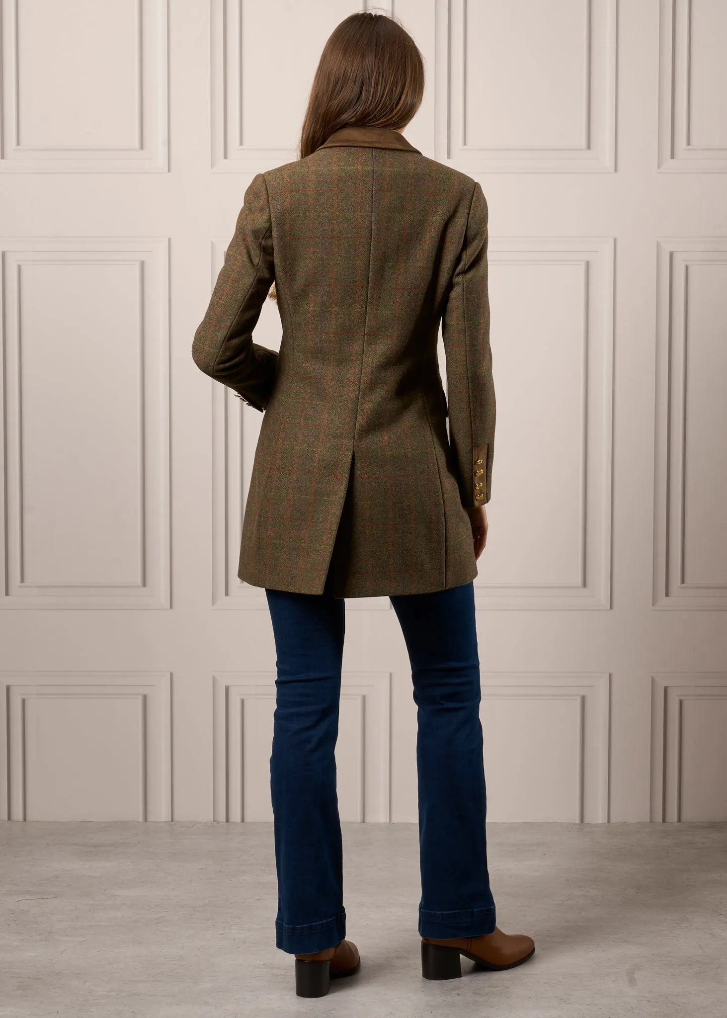 Surrey Ladies Mid-Thigh Tweed Coat In Hemlock - Regular Fit