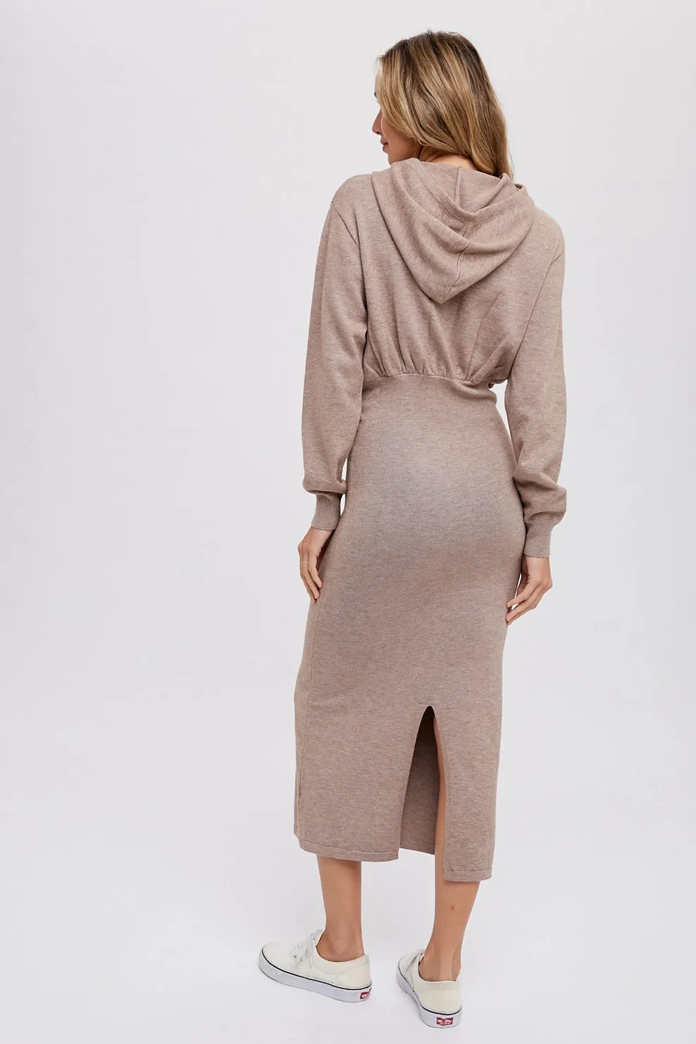 Tasha - Hoodie Sweater Midi Dress Latte