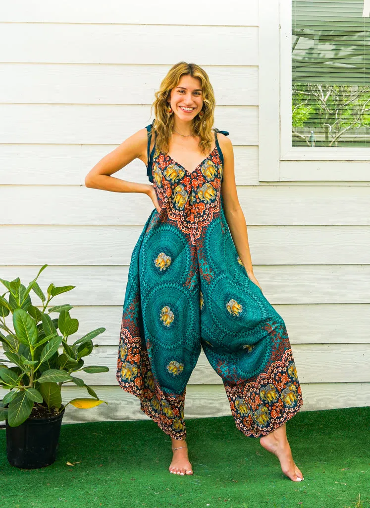 Teal Elephant Mandala Jumpsuit