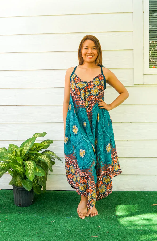 Teal Elephant Mandala Jumpsuit