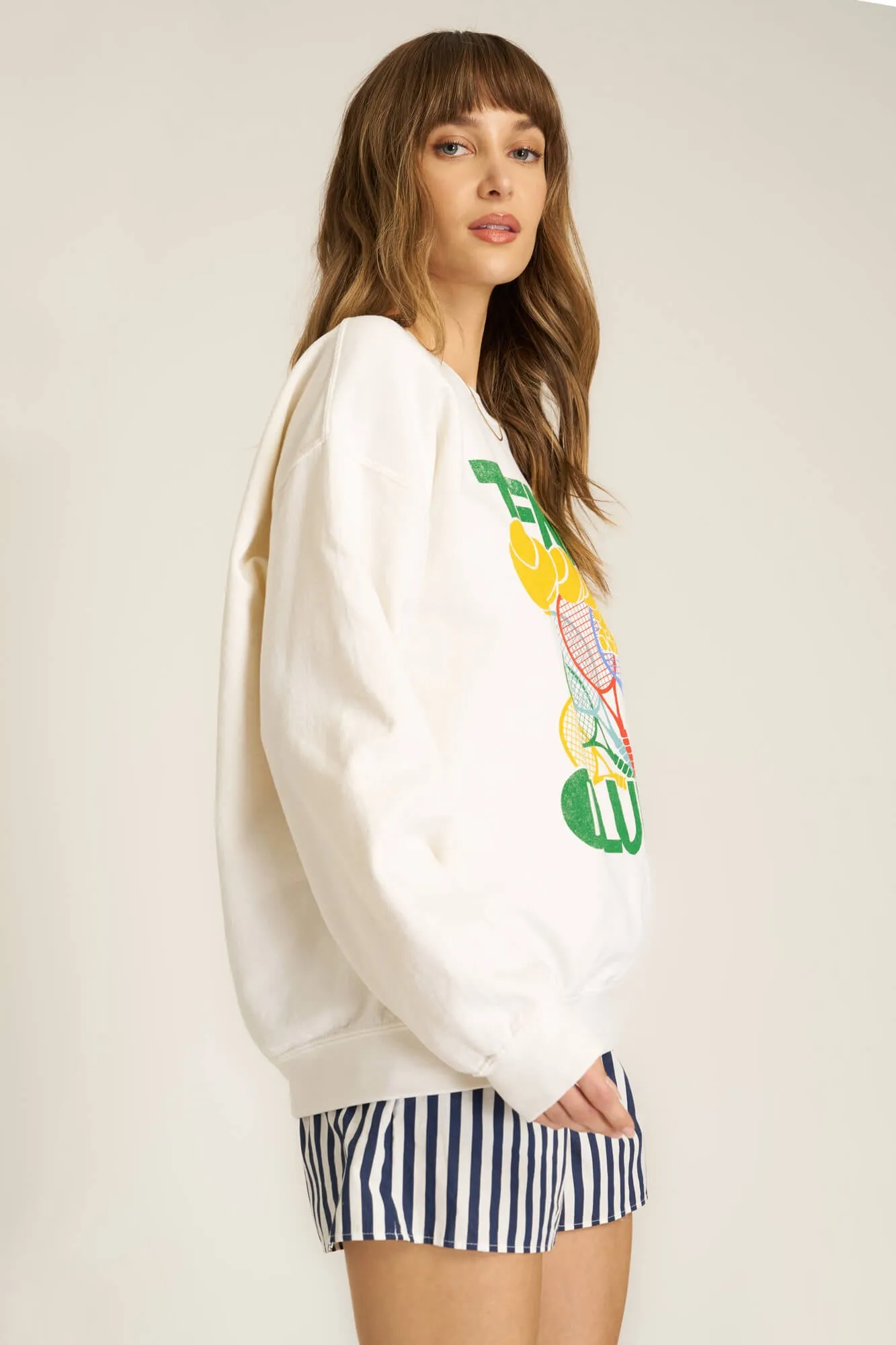 Tennis Club Oversized Sweatshirt - Snowflake