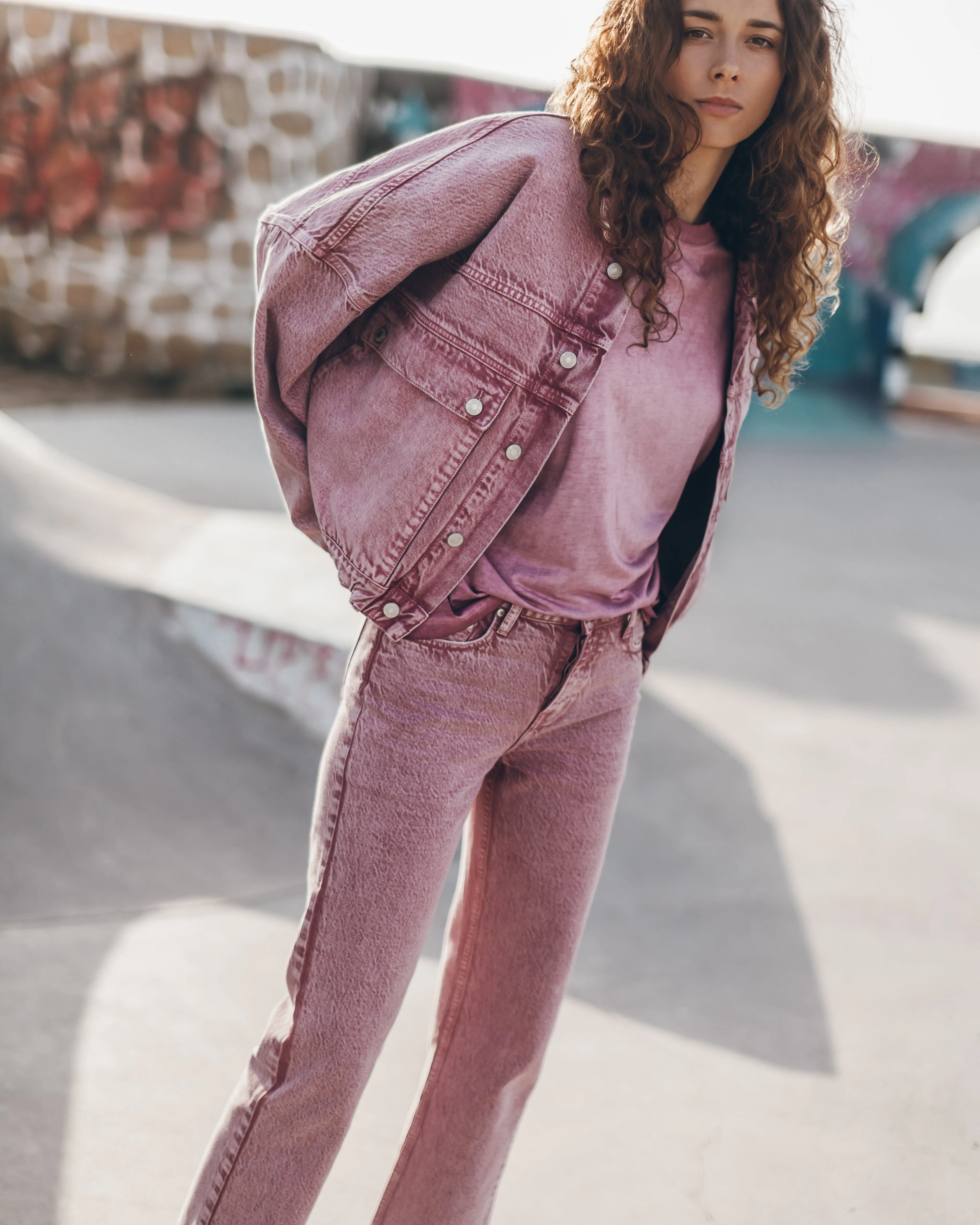 The Pink Faded Cropped Straight Jeans