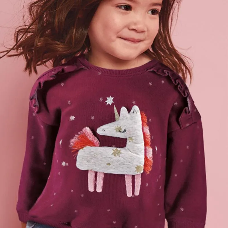 Toddler Girl's Unicorn Print Casual Pullover Sweatshirt