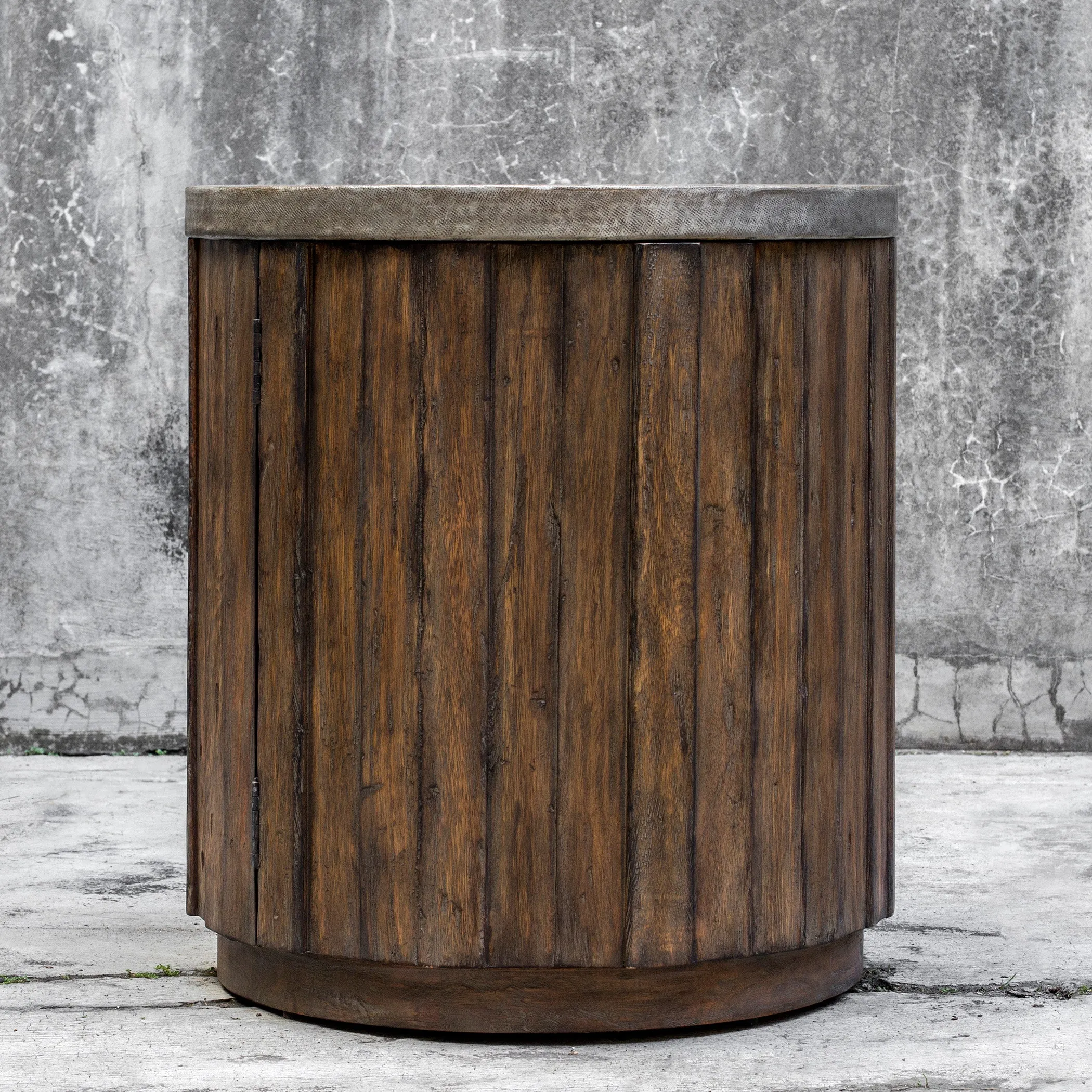 Uttermost Maxfield Wooden Drum Side Table