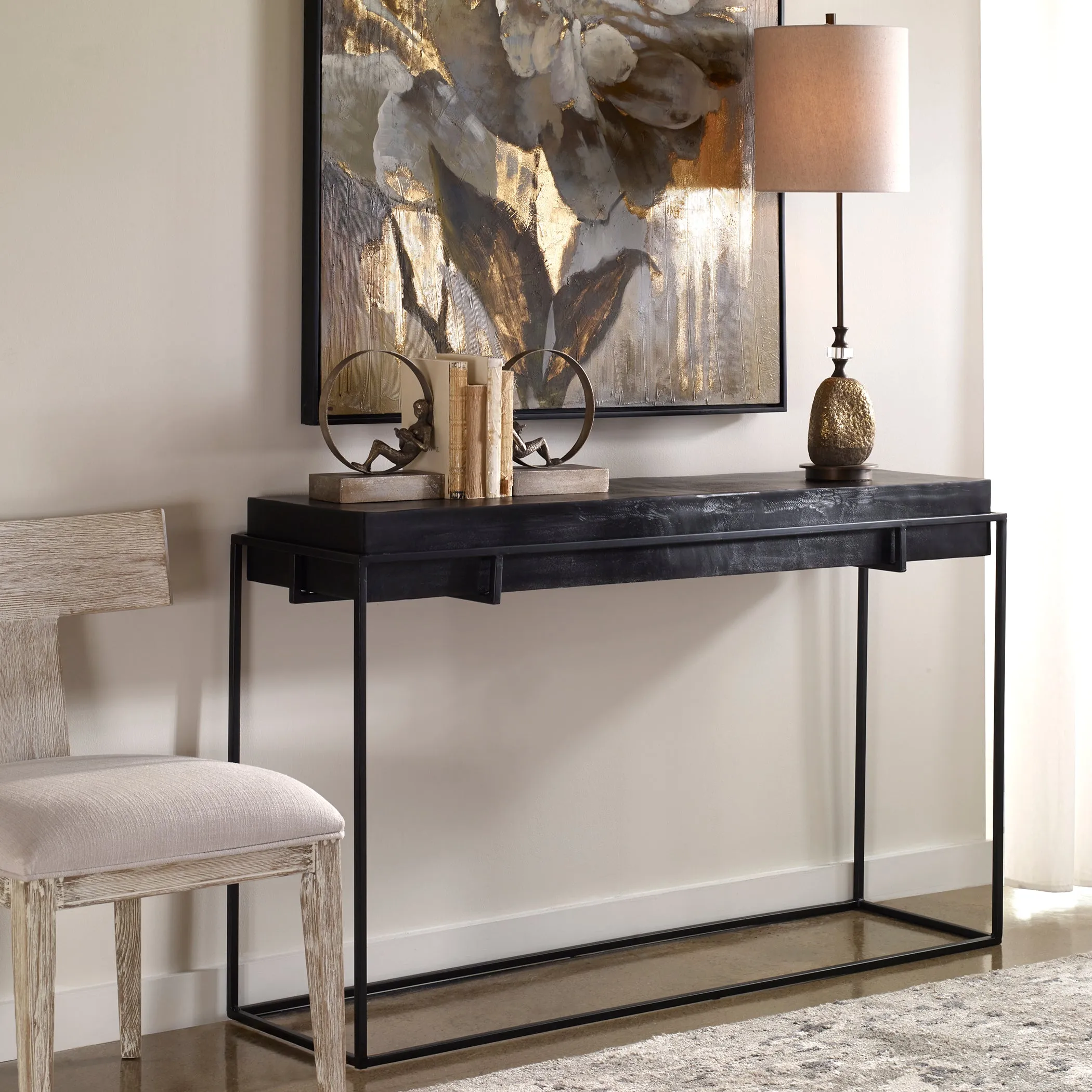 Uttermost Telone Modern Black Console Table