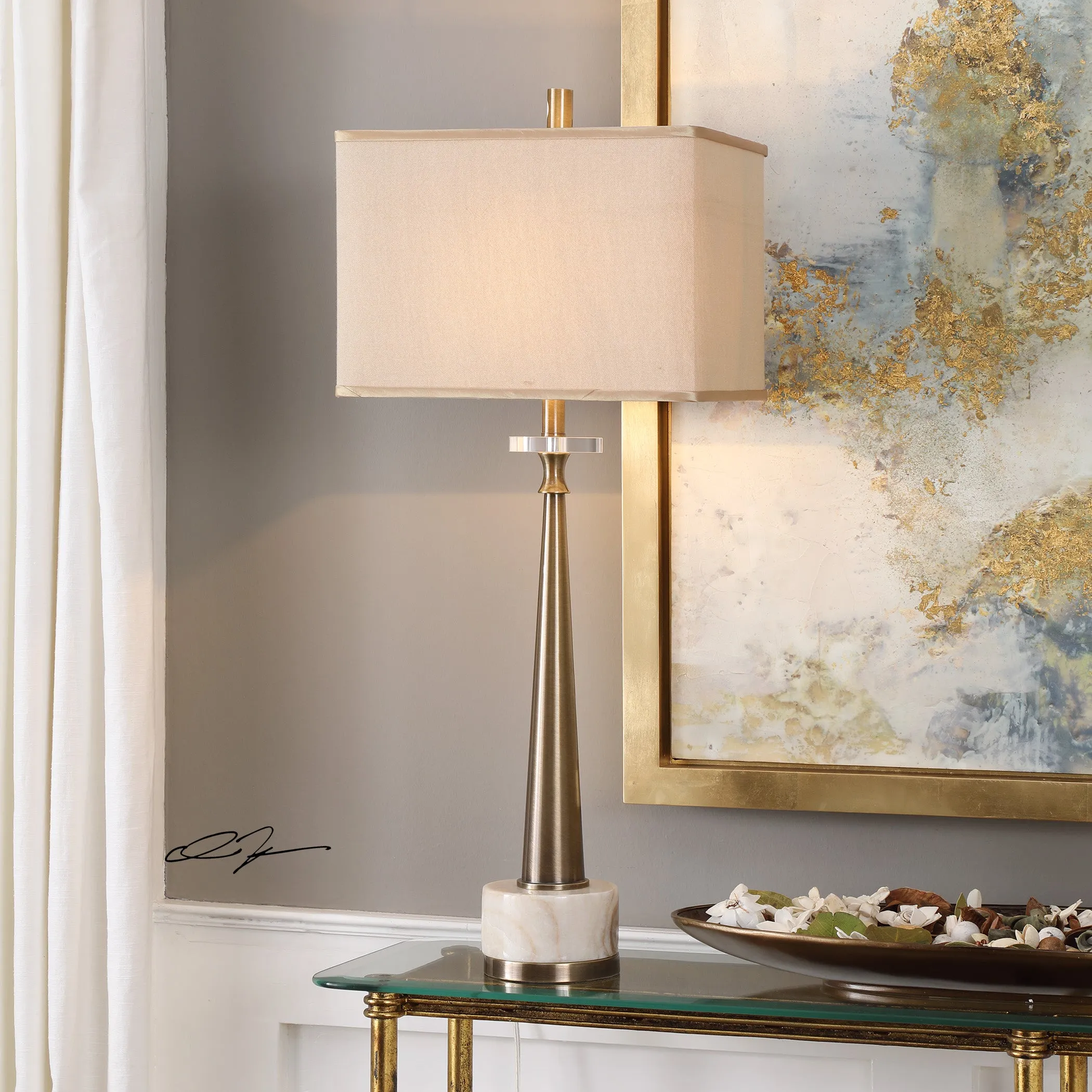 Uttermost Verner Tapered Brass Table Lamp