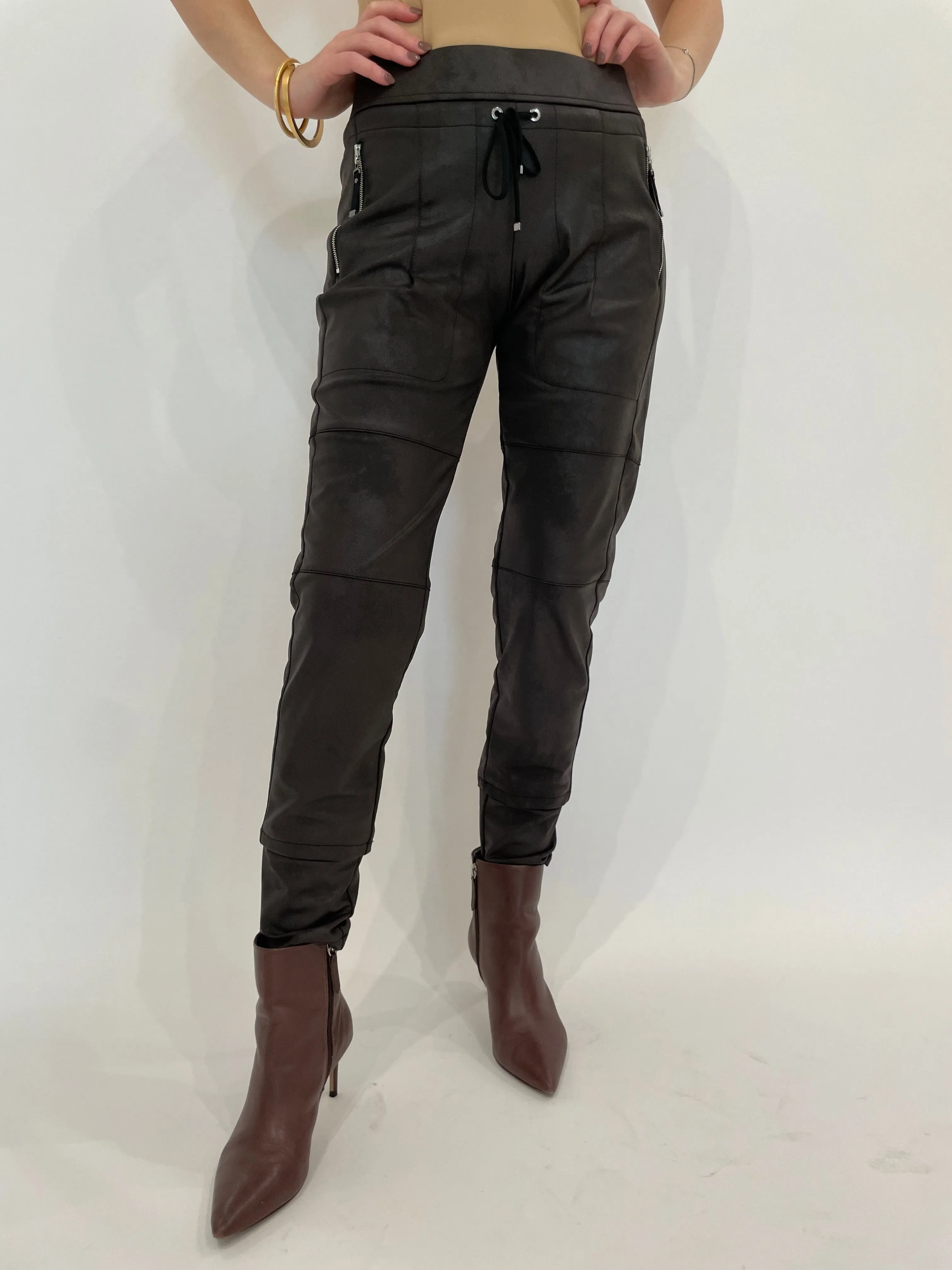 Vegan Leather Candy Pants - Dark Brown