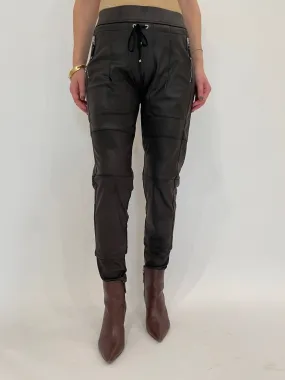 Vegan Leather Candy Pants - Dark Brown