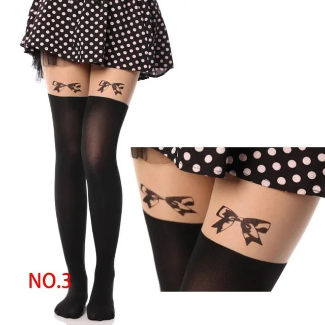 VenusFox 20 Styles Women Print Cartoon Cat Pattern Tights Pantyhose Stockings