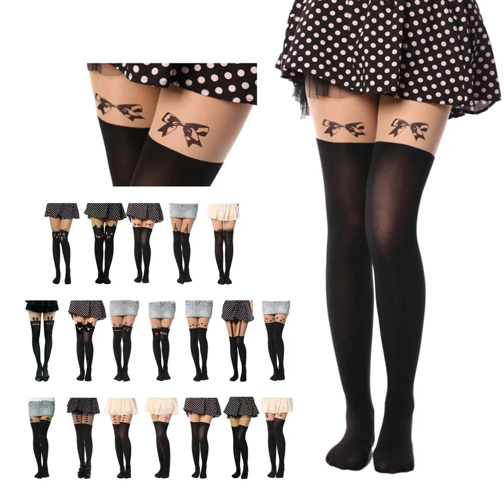 VenusFox 20 Styles Women Print Cartoon Cat Pattern Tights Pantyhose Stockings