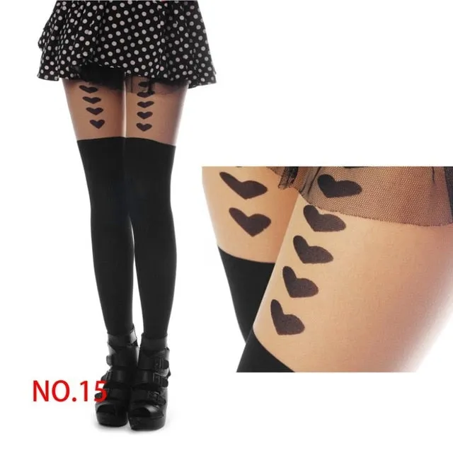 VenusFox 20 Styles Women Print Cartoon Cat Pattern Tights Pantyhose Stockings