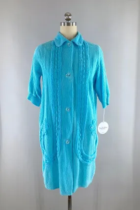 Vintage 1940s Blue Chenille Robe