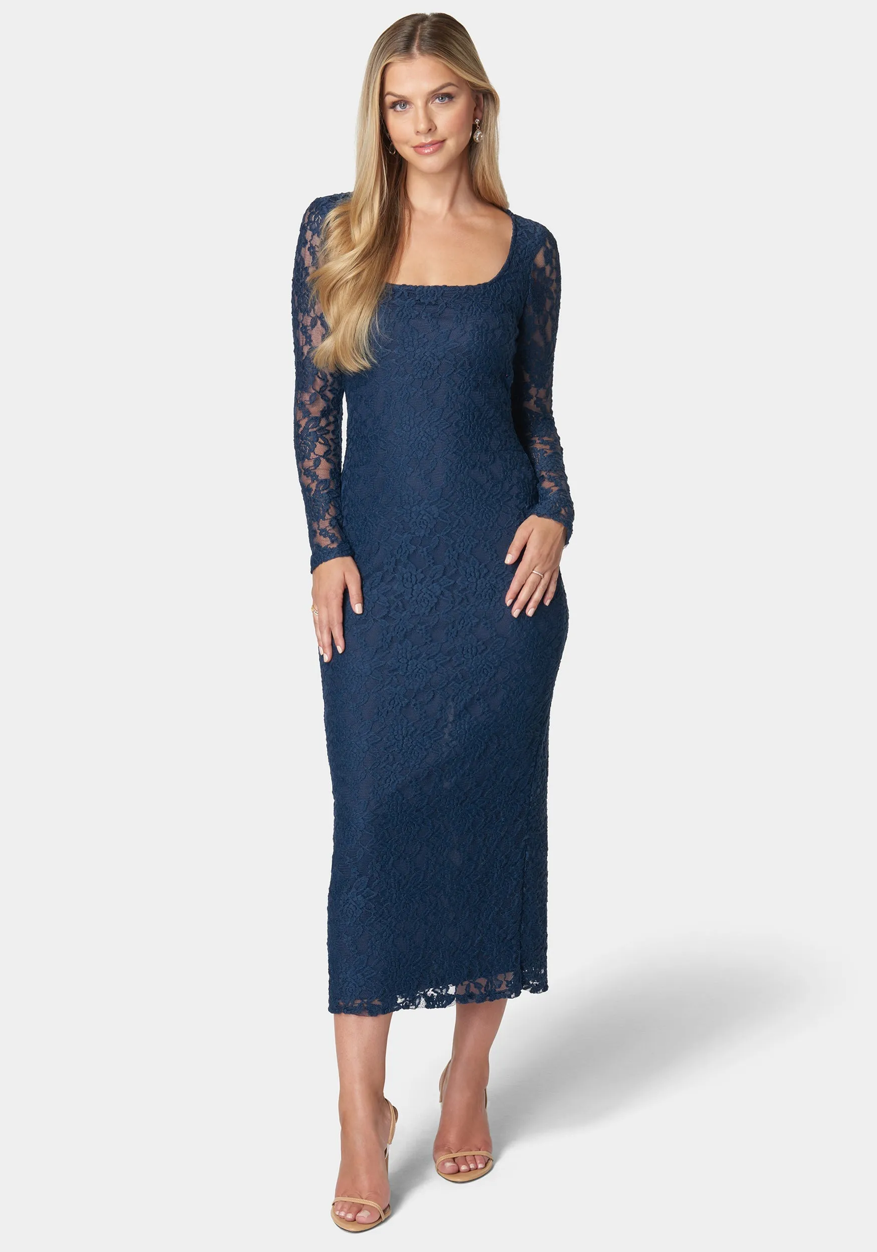 Viviana Square Neck Lace Maxi Dress