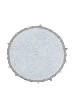 WASHABLE ROUND RUG BUBBLY BLUE - GREY