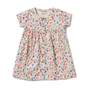 WILSON & FRENCHY TROPICAL GARDEN CRINKLE BUTTON  DRESS