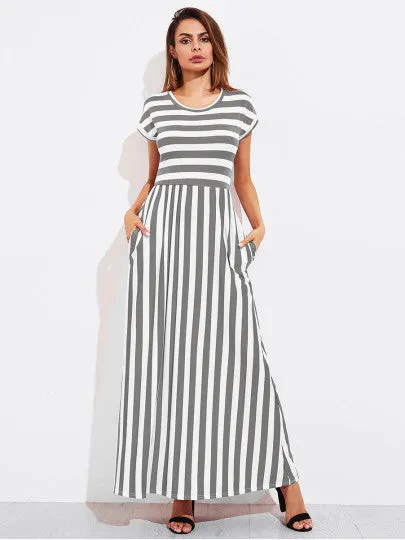 Women Stripe long maxi dress