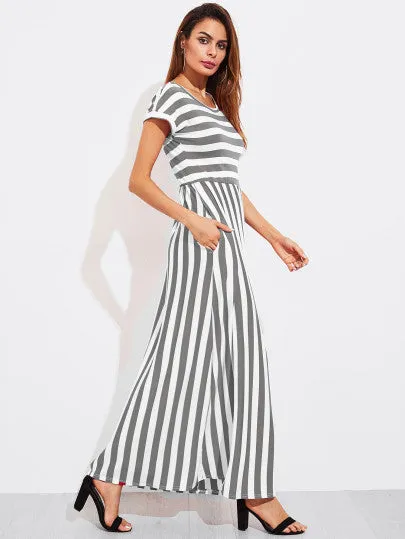 Women Stripe long maxi dress