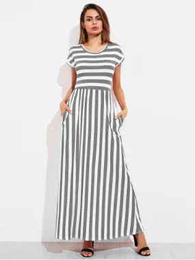 Women Stripe long maxi dress