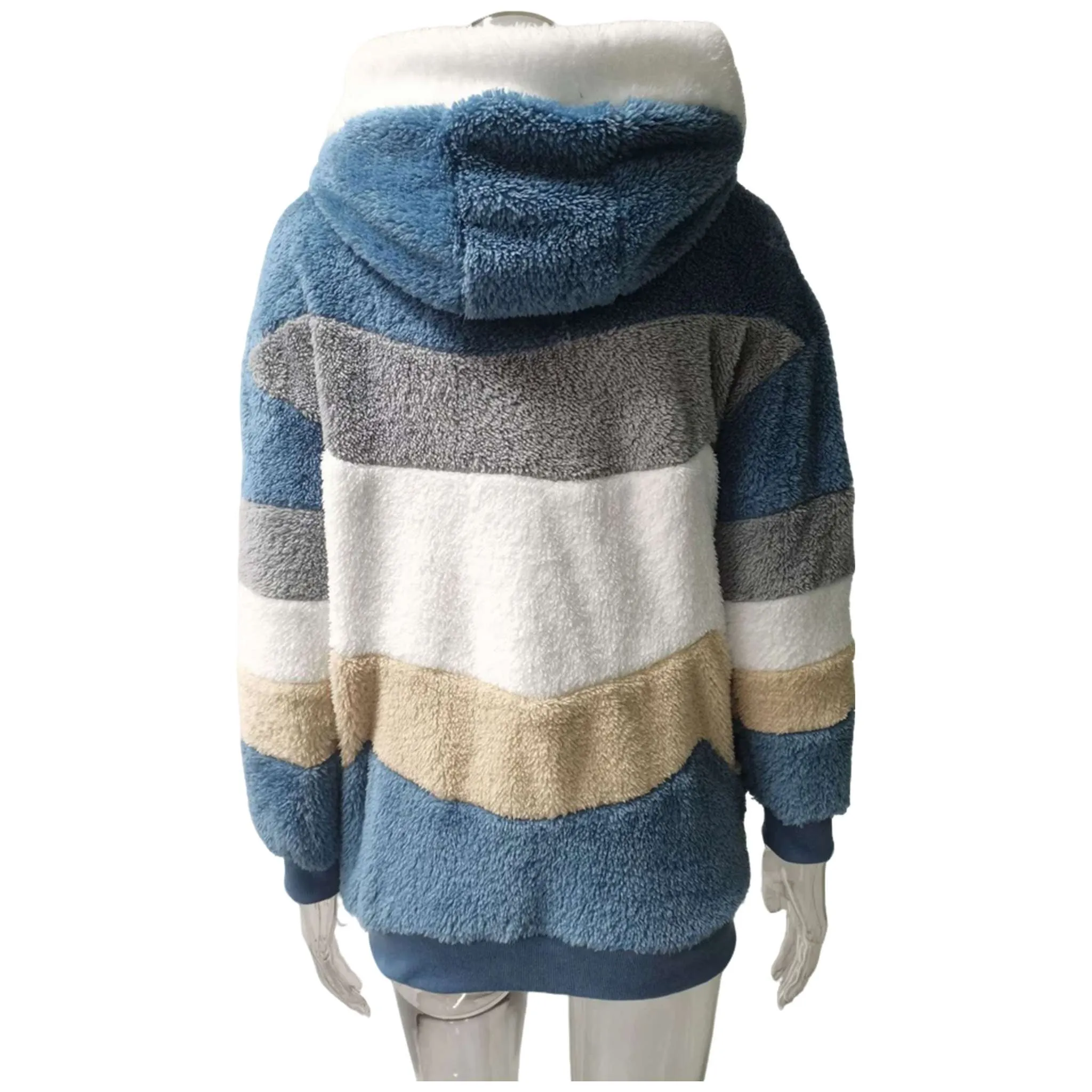 Women's Hooded Cashmere Patchwork Coat