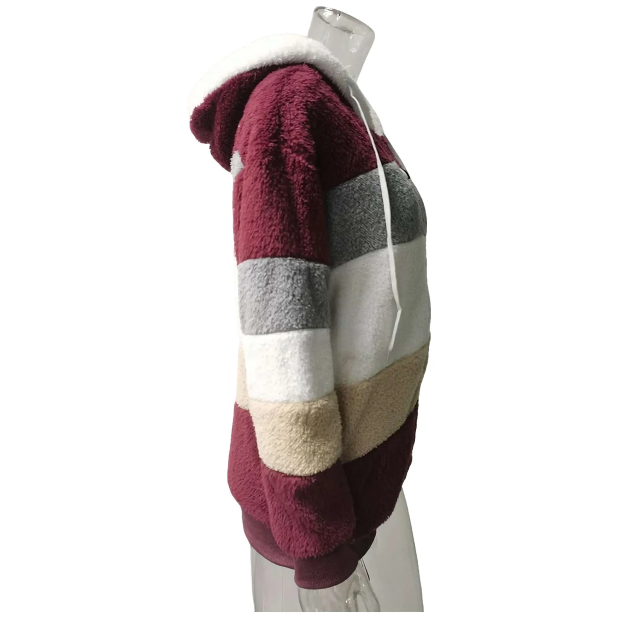 Women's Hooded Cashmere Patchwork Coat