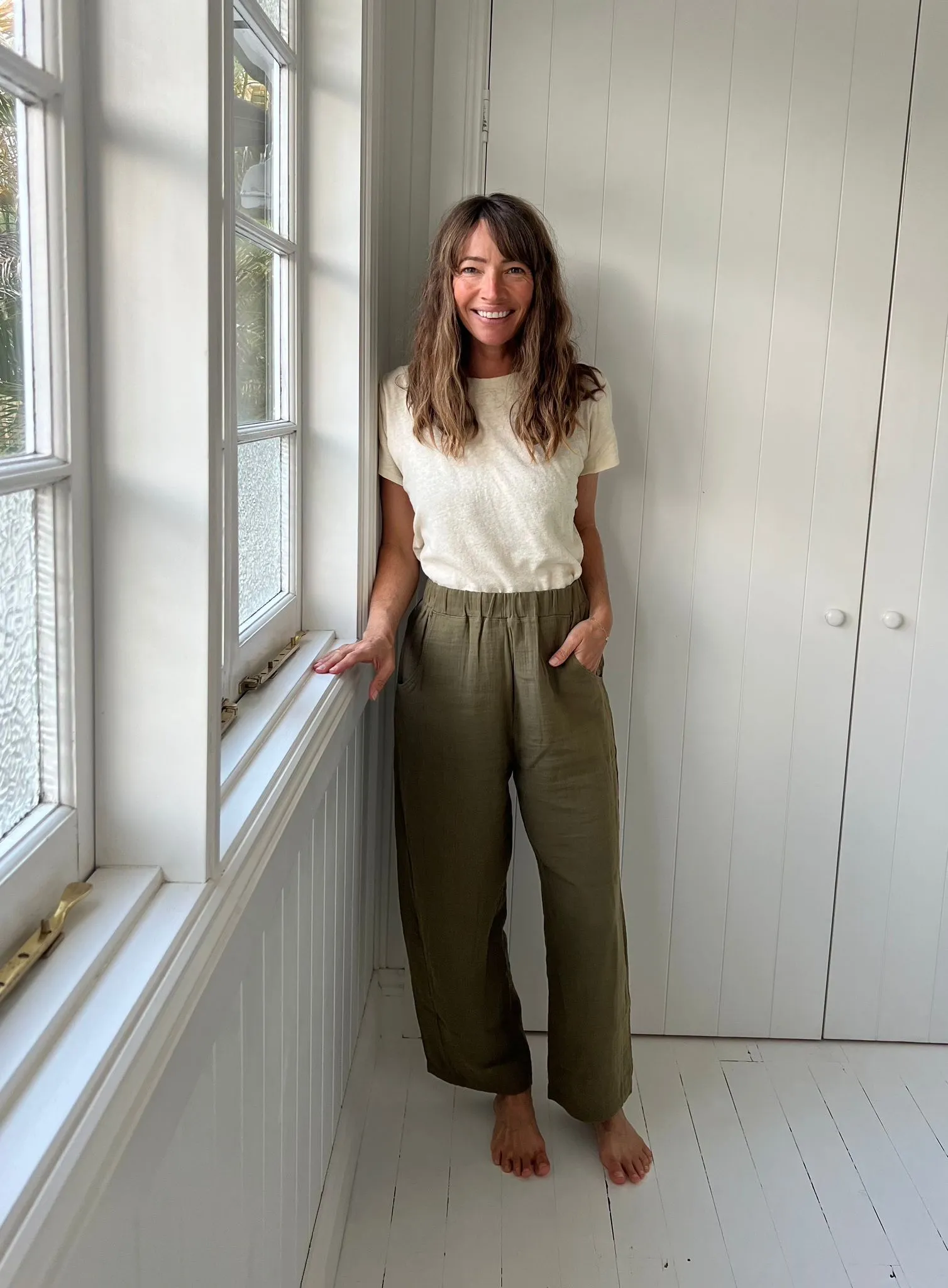 Women's Olive Muslin Pants