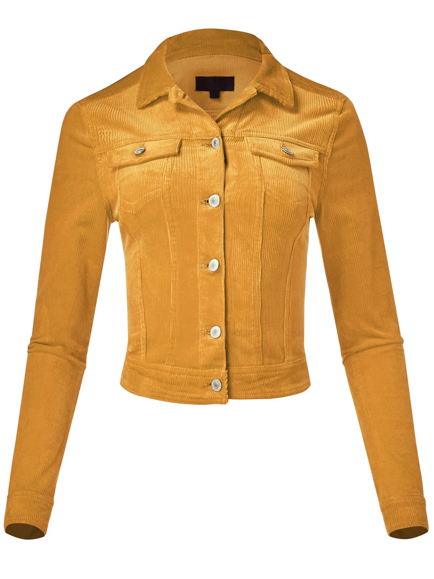 Women's Slim Fit Cropped Trucker Corduroy Jacket (FWJ1128)